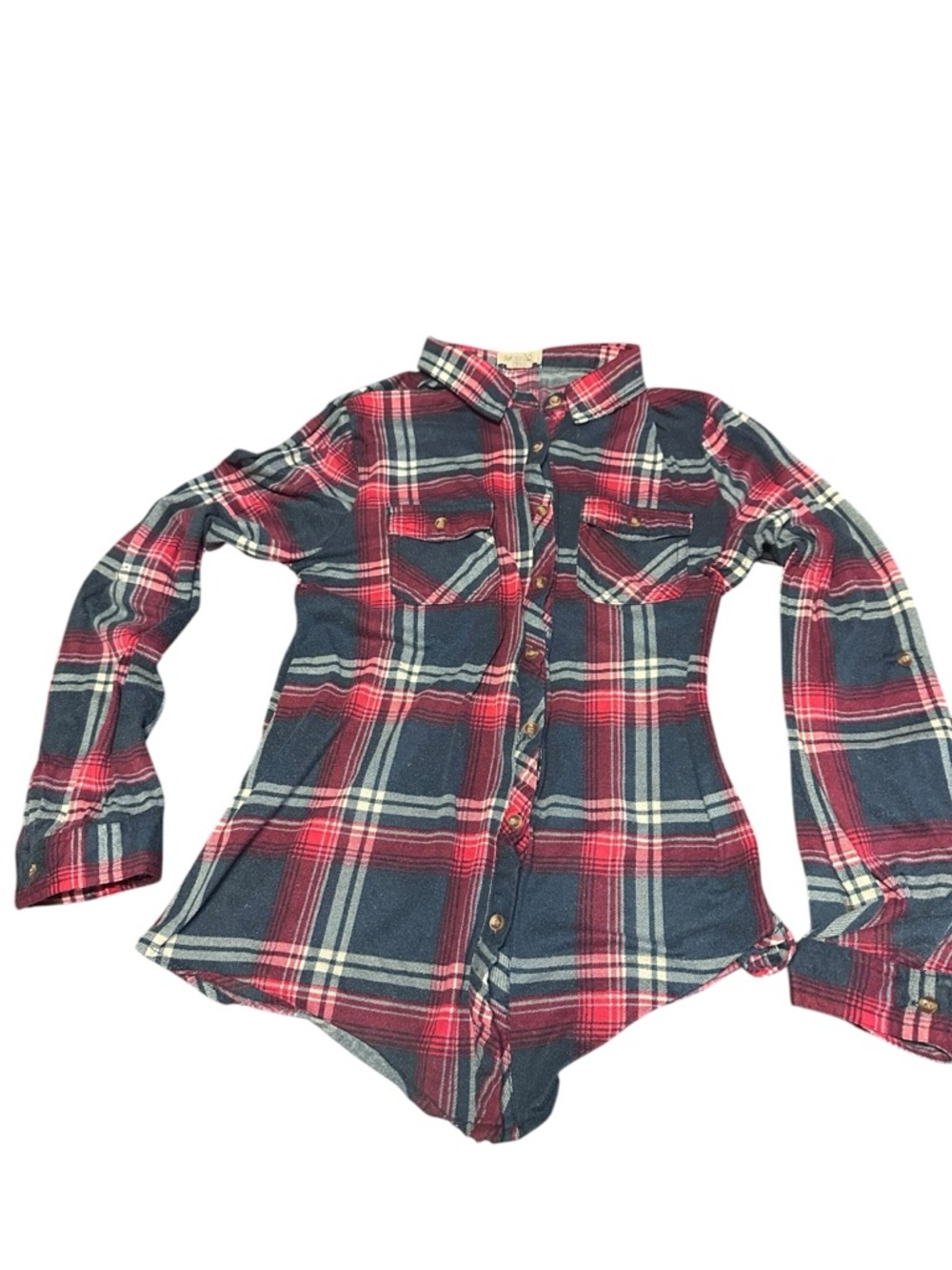 Passport Red and Navy Plaid Button-Up